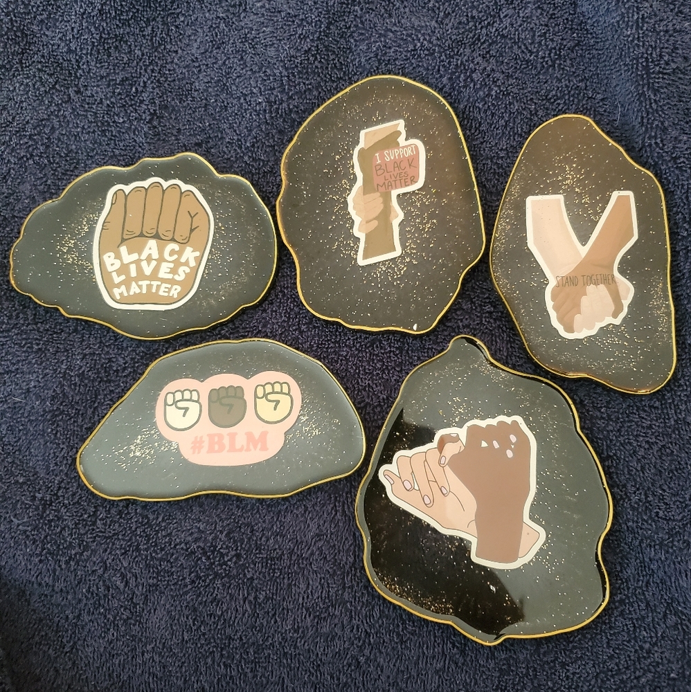 ✊🏾Hand made BLM Coaster 5 Piece Set✊🏾